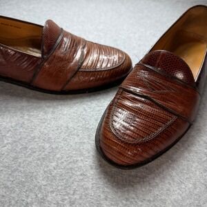 Magnanni Men Genuine Lizard Penny Loafers dress shoe Brown Exotic Skin 6799 8.5D